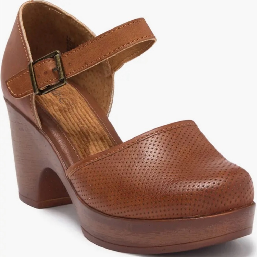 boc Tan Perforated Wedge Mules